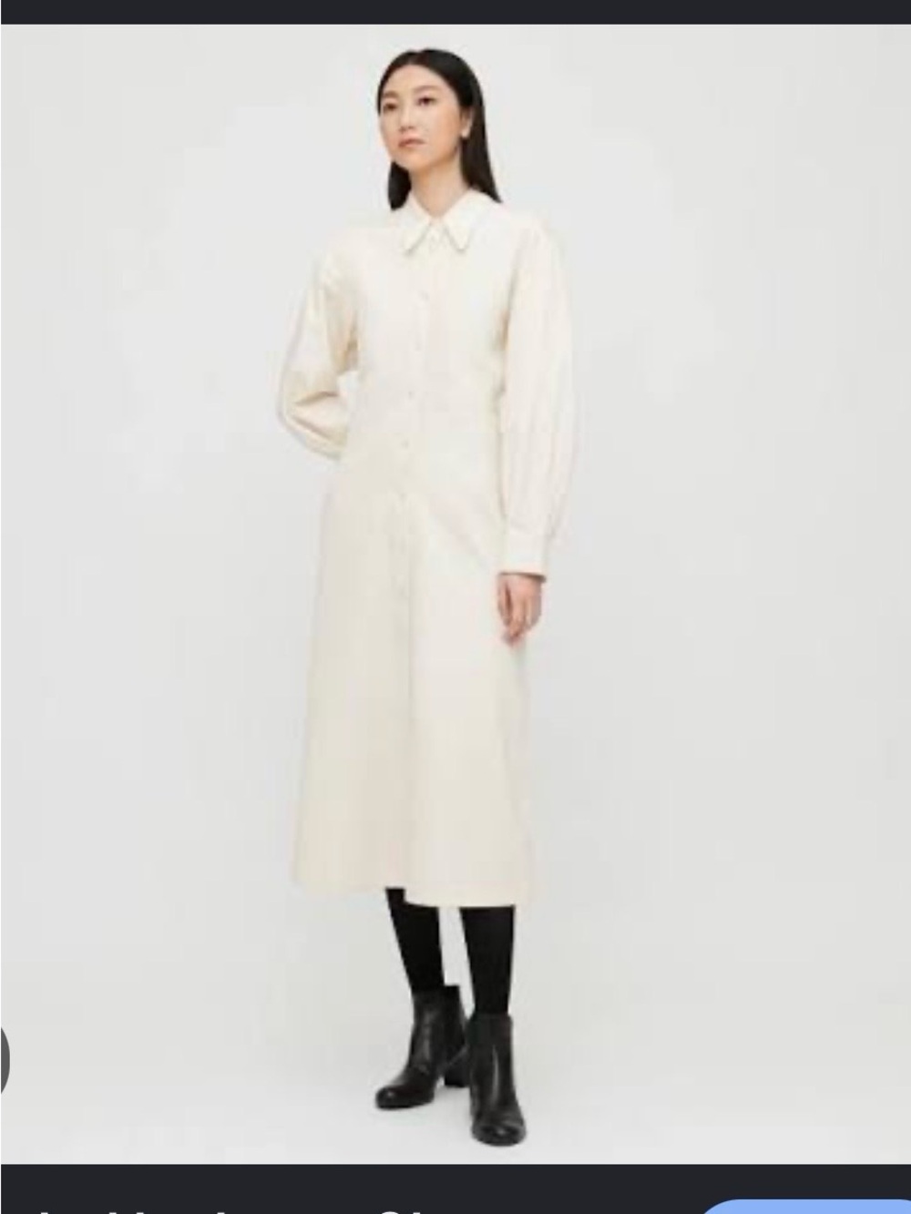 Uniqlo U ivory cotton Denim cinched waist midi ShirtDress

M

New without tags